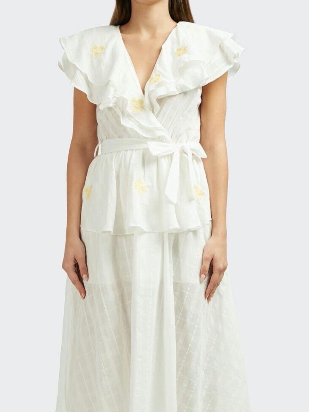 NWT Innika Choo Pi Fürlunche Sailor Wrap Dress In Milk Size 3 / Large/US 10-12